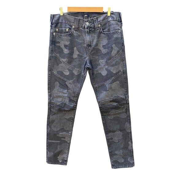 TRUE RELIGION Gray Camo ROCCO Moto Jeans Men’s 33/38 Inseam 33.5" Rise 12" - Picture 1 of 12